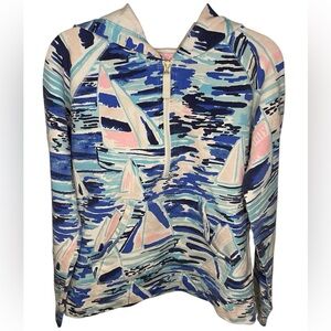 Lilly Pulitzer hooded pullover half zip sweatshirt-Girls M 6-7